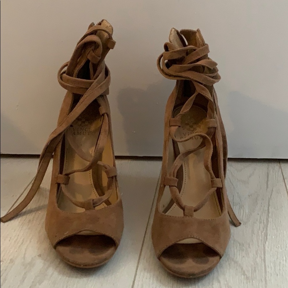Lace up block heels